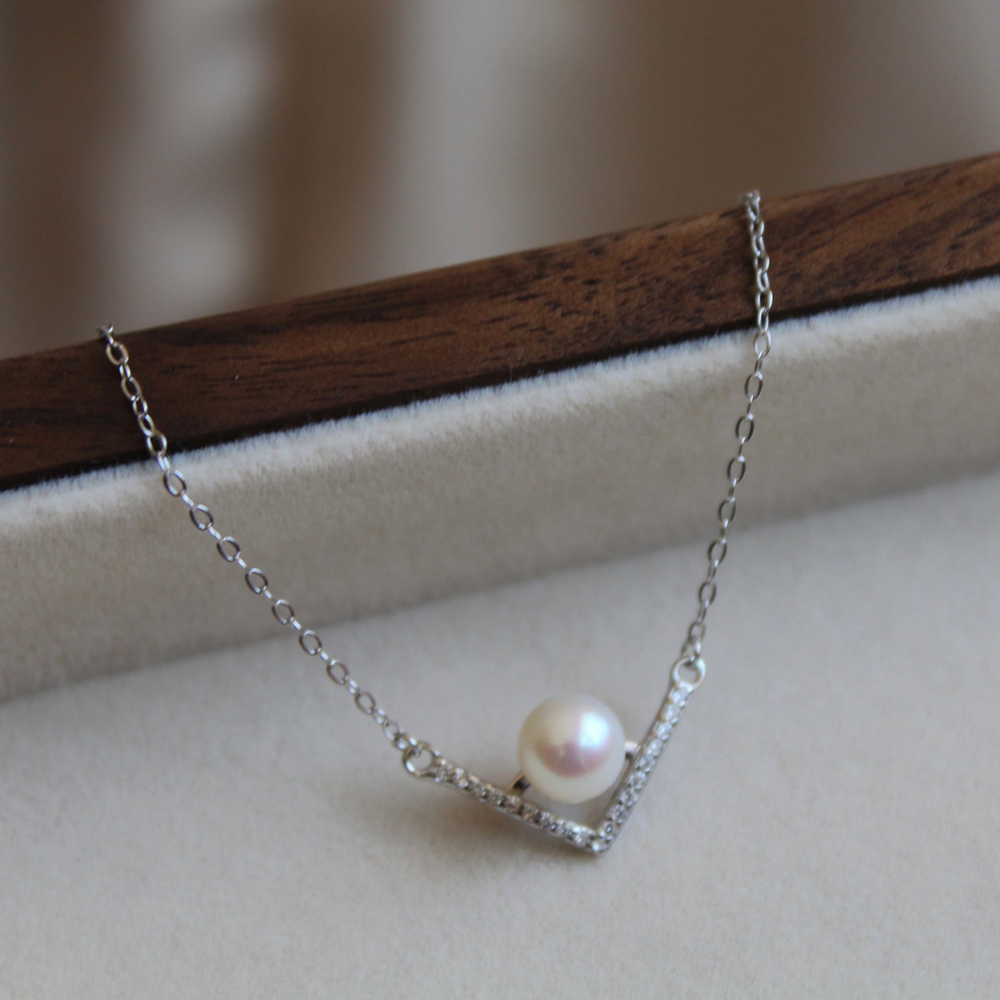 Victory Natural Pearl Necklace, Sterling Silver