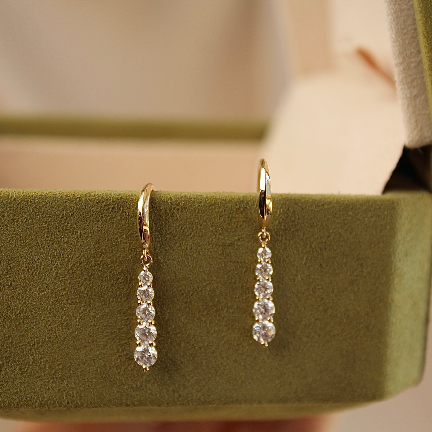 14K Solid Yellow Gold Water-drop Earrings