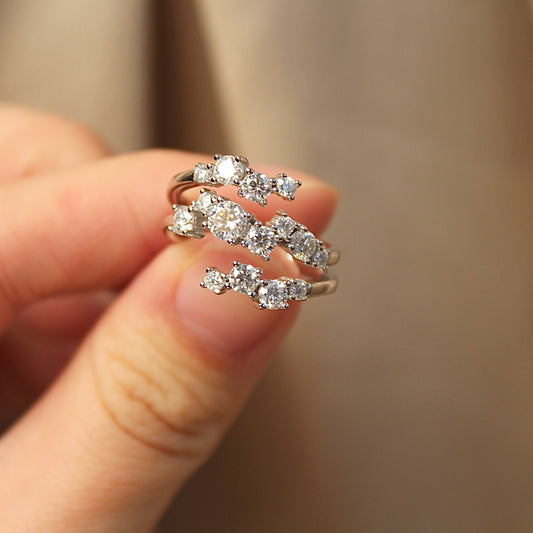 Multi-Layers Sparkling Moissanite Ring