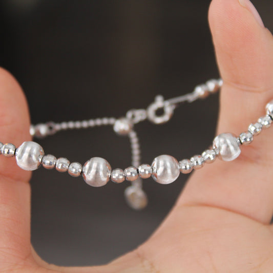 猫眼球Disco Beads Silver Bracelet