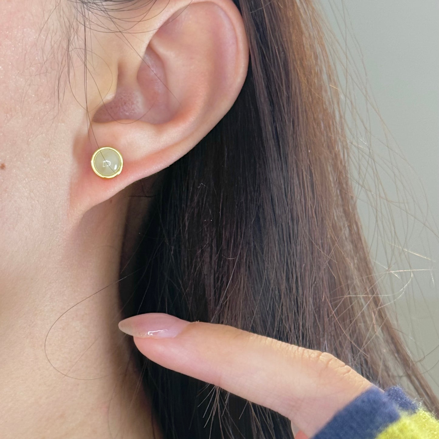 Small Natural White Jade Earrings