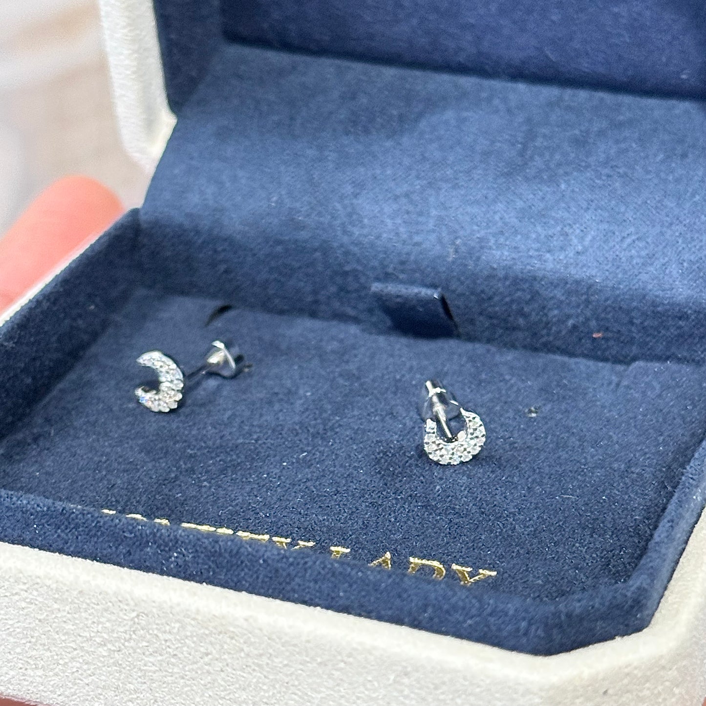 Mini Sparkling Moon Moissanite Earrings