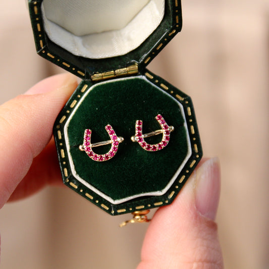 14K Solid Gold Horseshoe Earrings