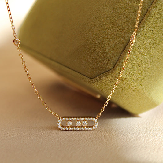 14K Solid Gold Dancing Stones Necklace
