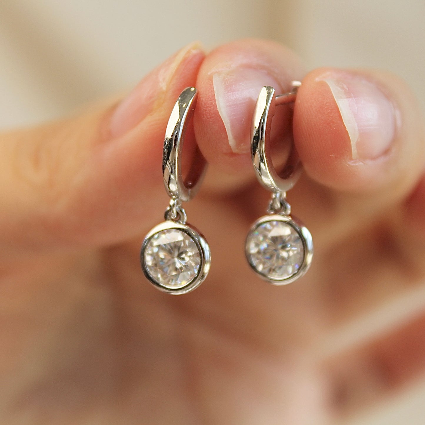 Bubble Moissanite Drop Earrings
