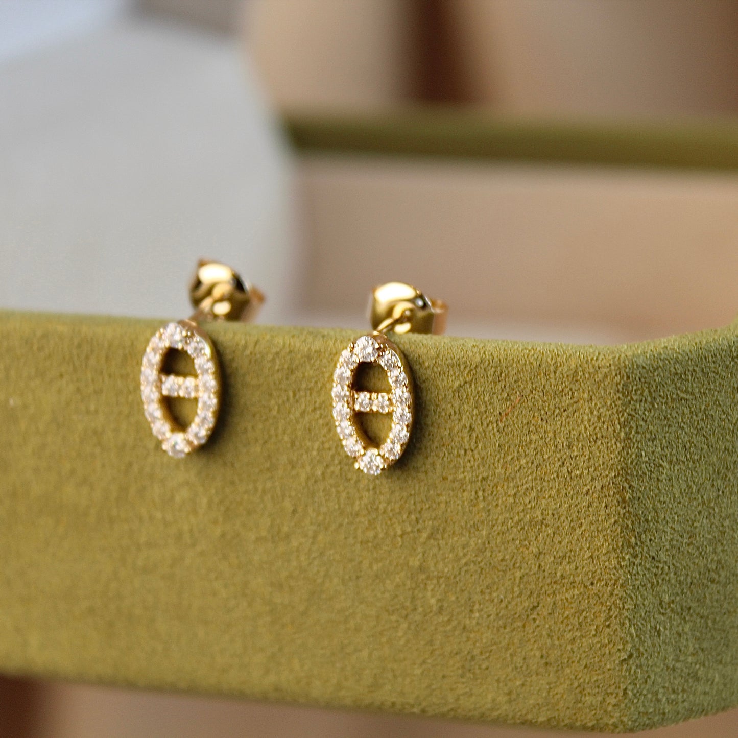 14K Solid Gold Spark Link Earrings