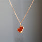 14K Solid Rose Gold Red Agate Hulu Necklace