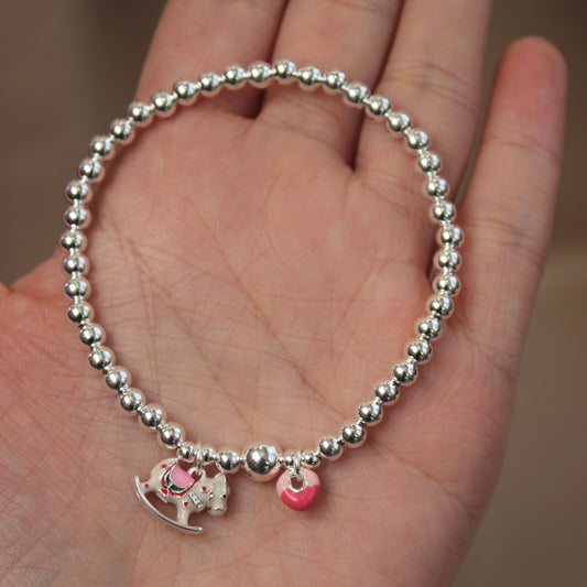 Rocking Horse Silver Beads Bracelet