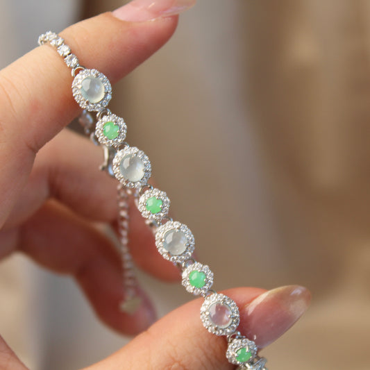 Sparkling Two-Tone Natural Jadeite Bracelet