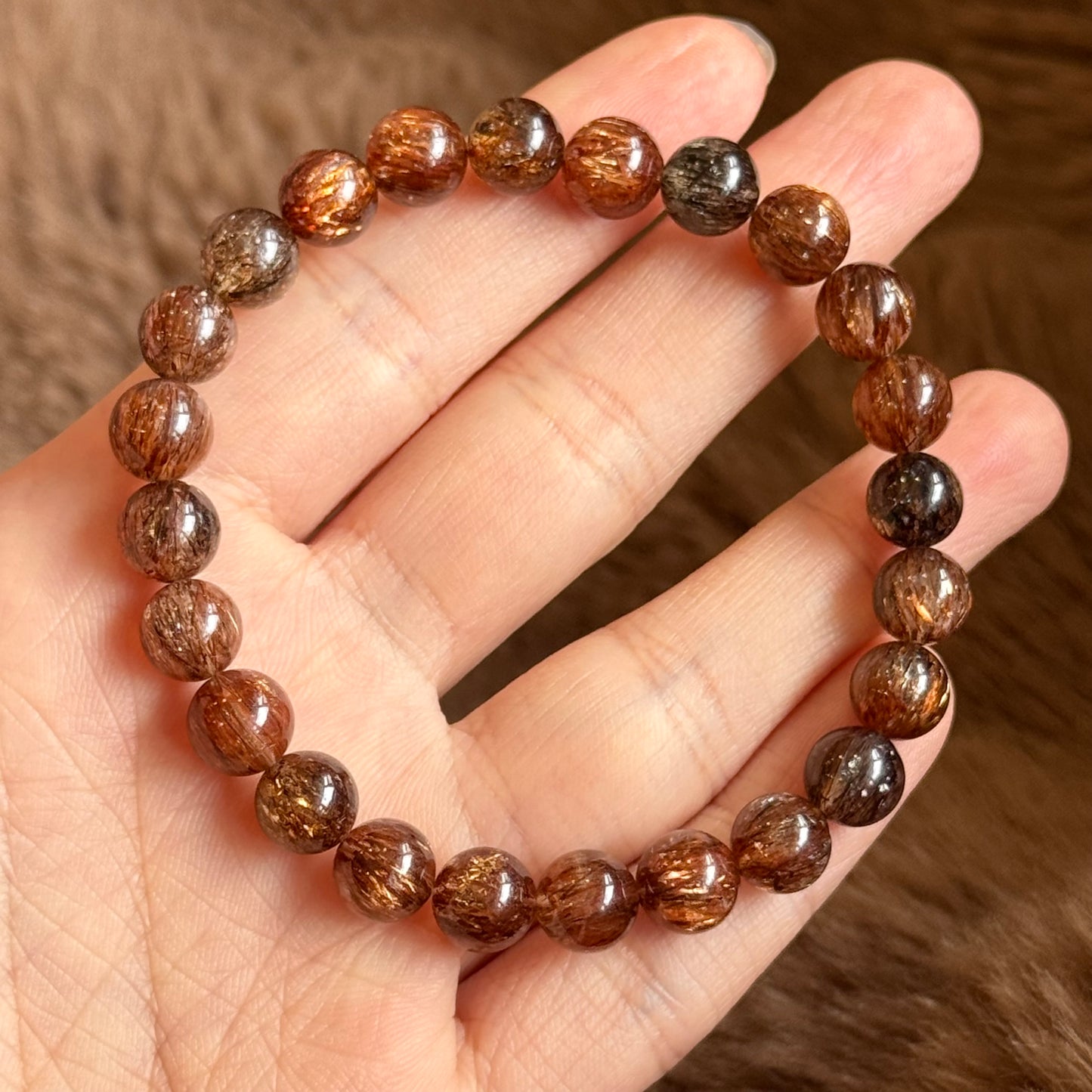 满色黑金发晶 (黑金超) Black Gold Rutilated Quartz Bracelet