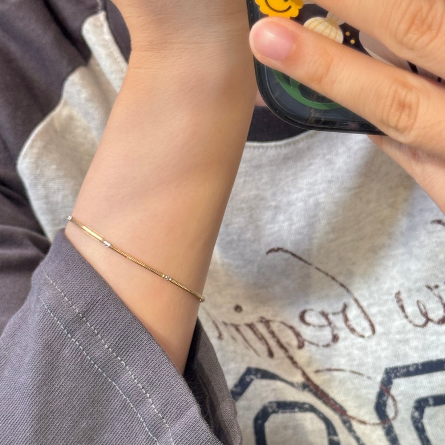 18K Solid Gold Shiny Bracelet