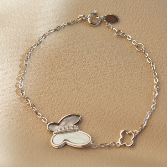 Butterfly Mother of Pearl Bracelet, Silver Color