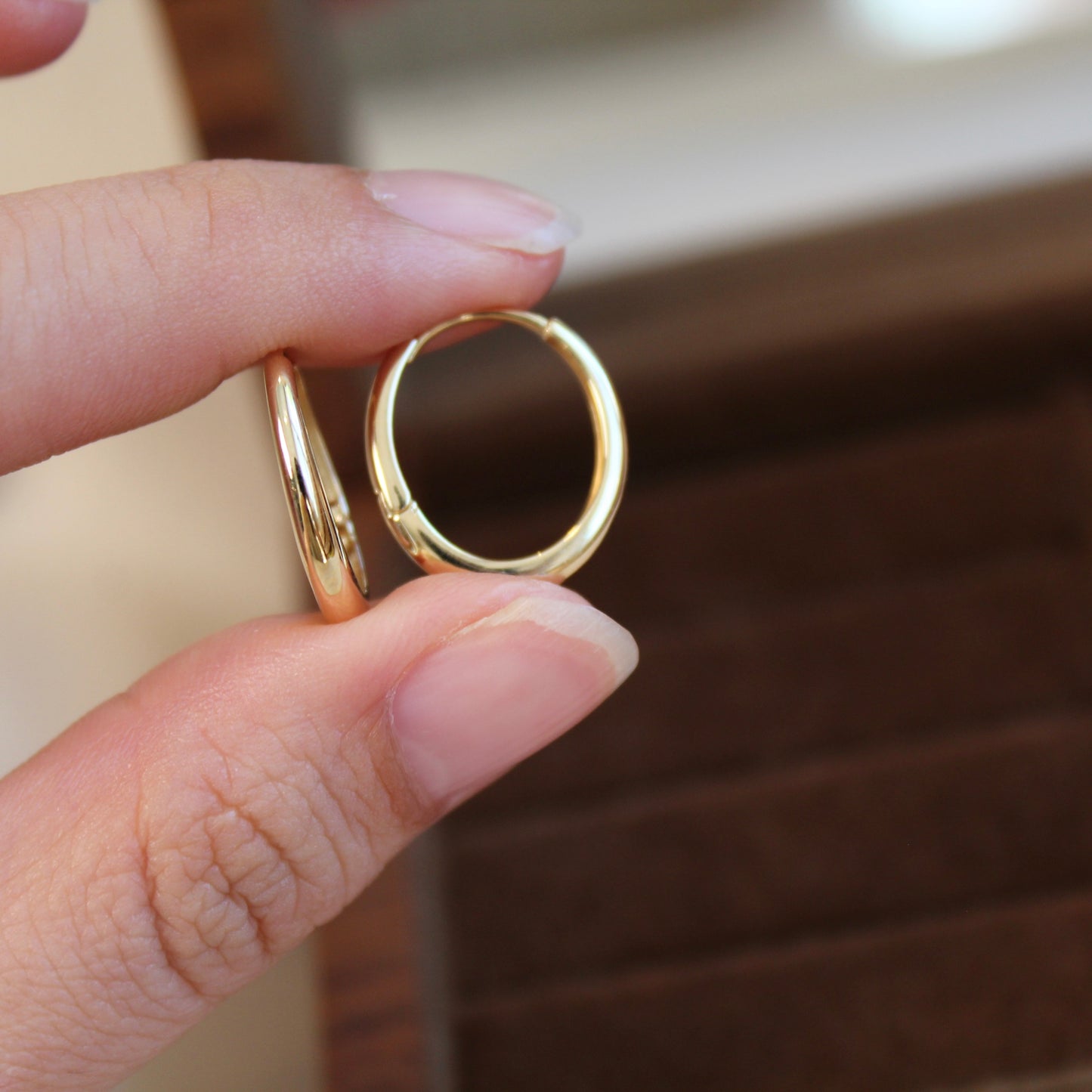 14K Solid Gold Classic Hoop Earrings