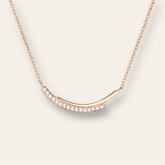 Rose Gold Smile Line Moissanite Necklace, 0.24 Carat