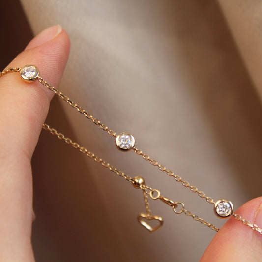 14K Solid Gold Five Bubbles Bracelet