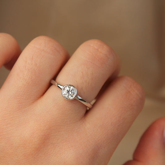 Single Bubble Moissanite Ring, 0.5ct