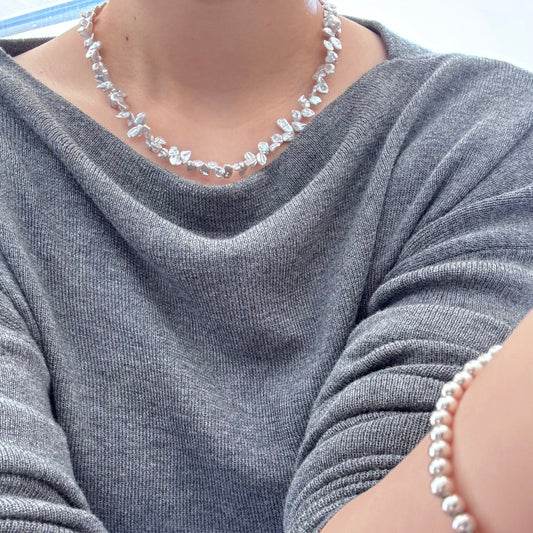 Floral-Shape Natural Freshwater Pearl Necklace