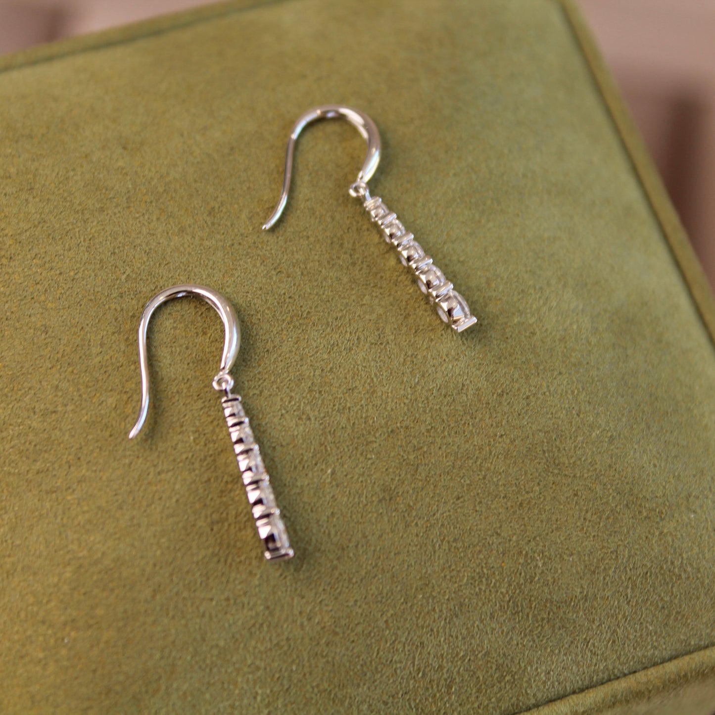 14K Solid White Gold Water-drop Earrings