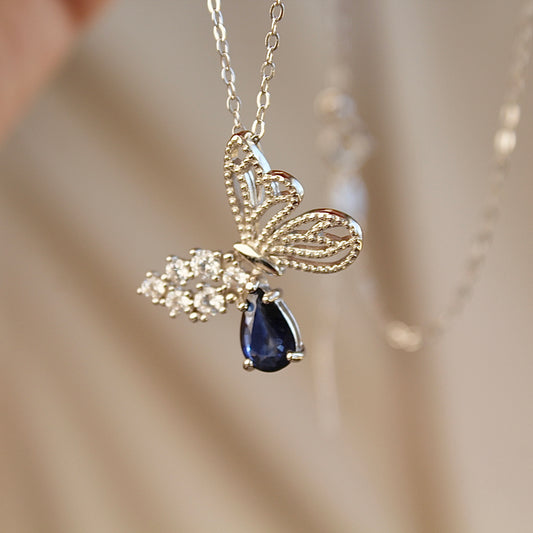 Gem Expo Special, Natural Blue Sapphire Butterfly Necklace