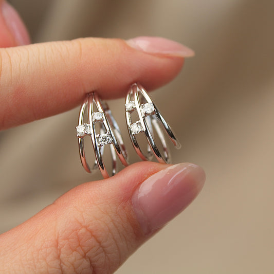 Triple Circle Moissanite Hoop Earrings