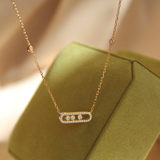 14K Solid Gold Dancing Stones Necklace