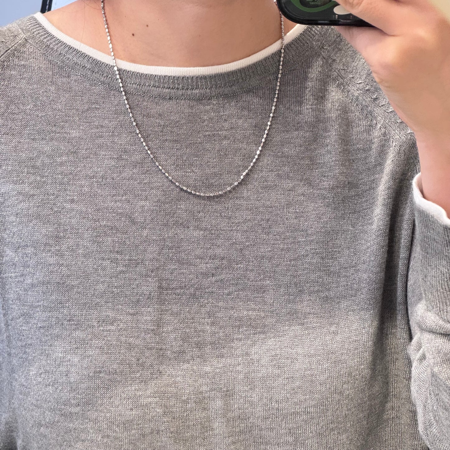 Diamond-Cut Plain Chain Necklace, 50cm