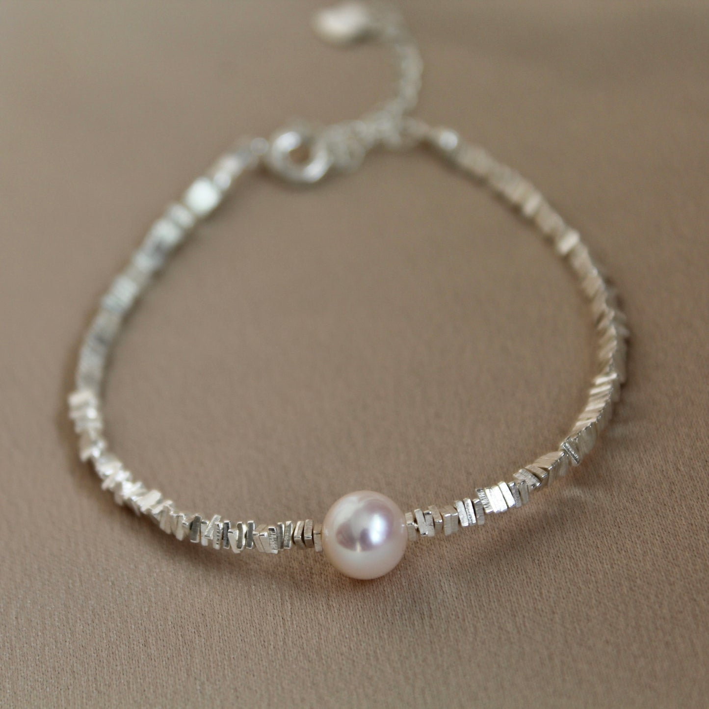 Sparkling Single Pearl Bracelet, Sterling Silver