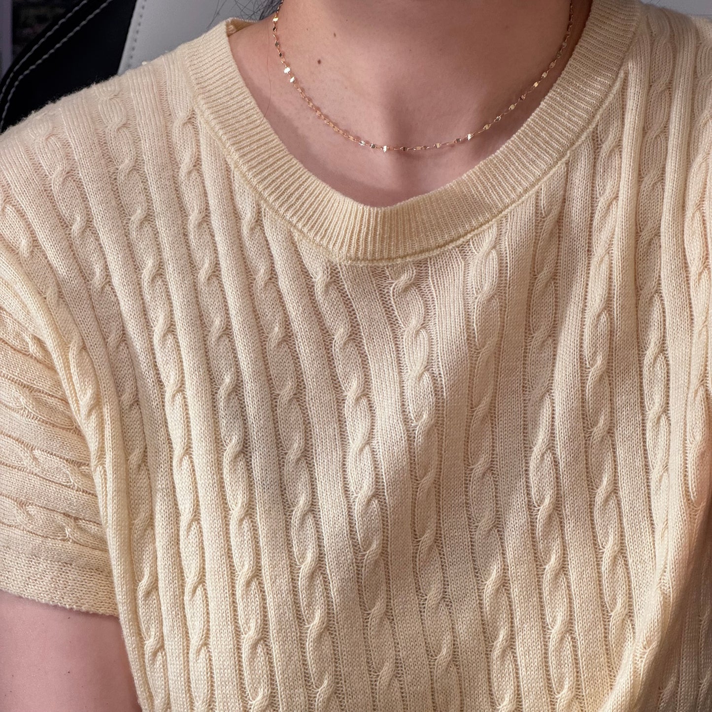 14K Solid Gold Shiny Choker Necklace,38cm