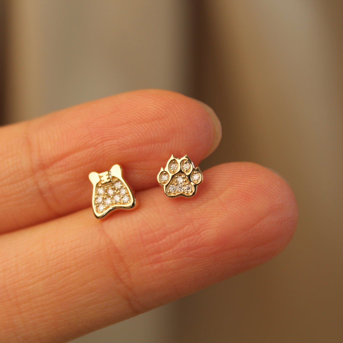 14K Solid Gold Small Cat Claw Earrings