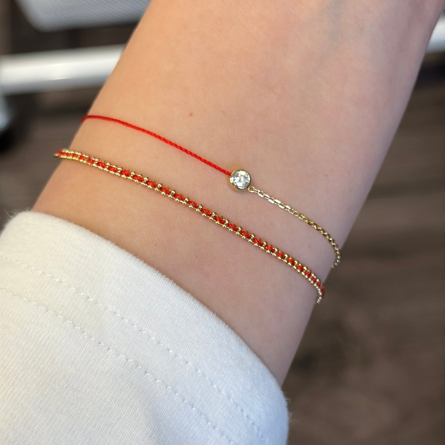 18K Solid Gold Red Bracelet