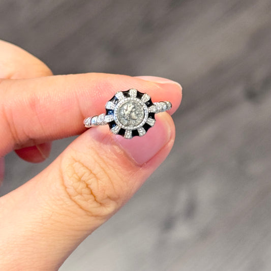 Coin Style Black Ring