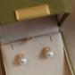 14K Solid Gold Crown Natural Pearl Earrings
