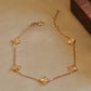 14K Solid Rose Gold Clover Bracelet 车花工艺