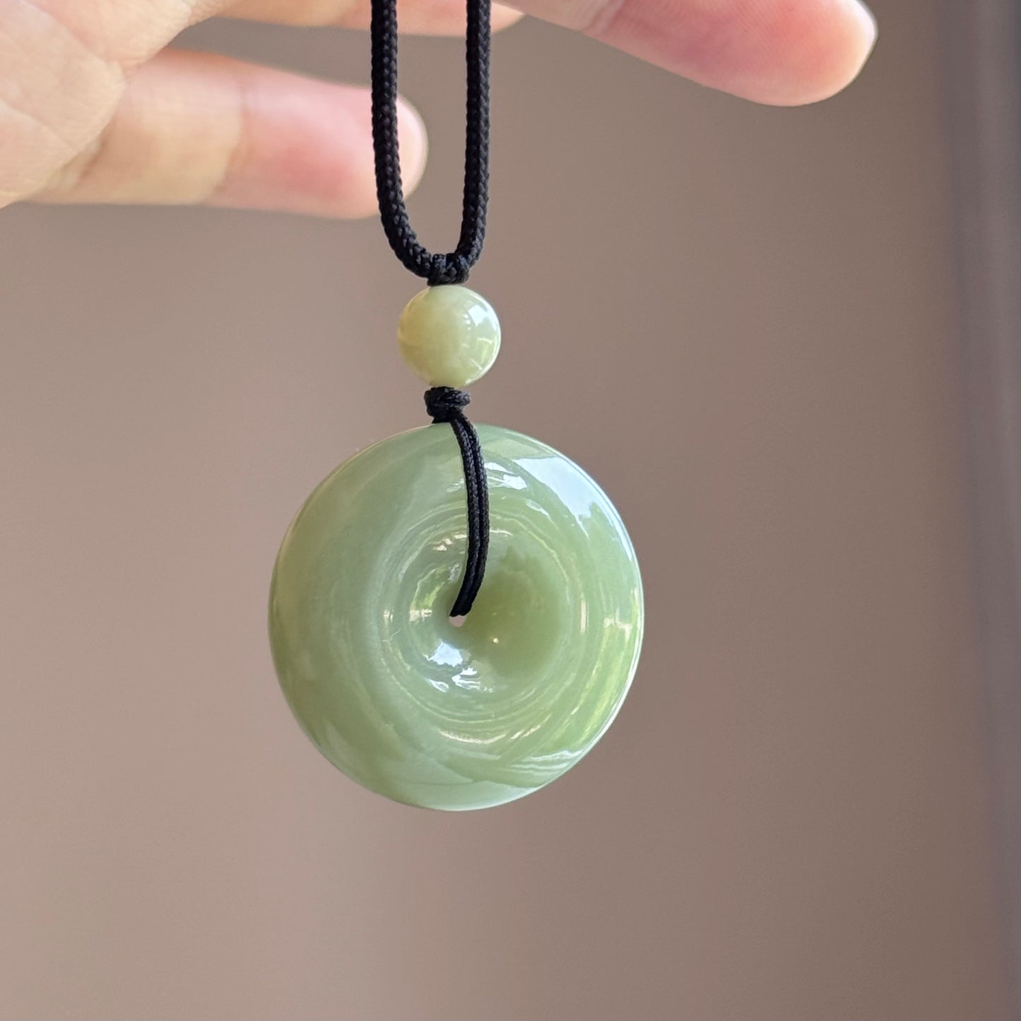 Natural Jade Peace Buckle Long Necklace