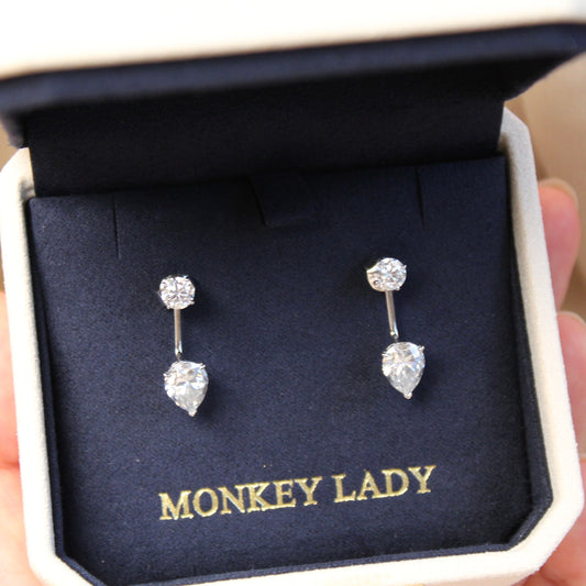 14K Solid White Gold Multi-Use Drop Earrings