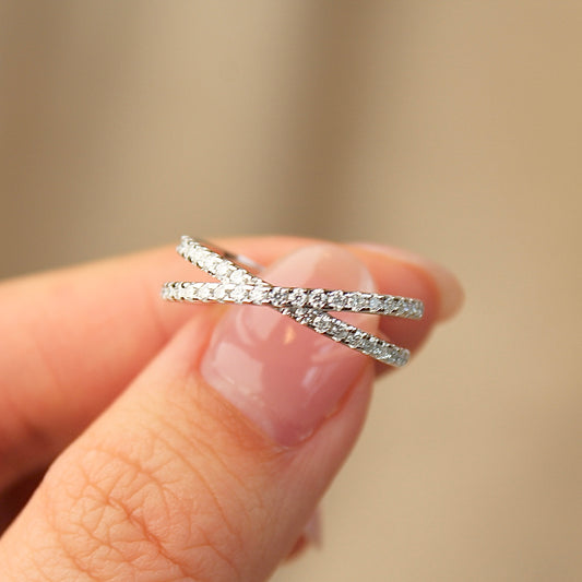 Crossover Moissanite Ring