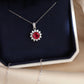 Lab-Grown Ruby Sunflower Necklace
