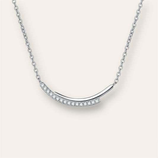 Smile Line Moissanite Necklace, Sterling Silver