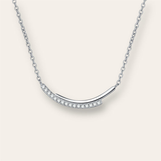 Silver Smile Line Moissanite Necklace
