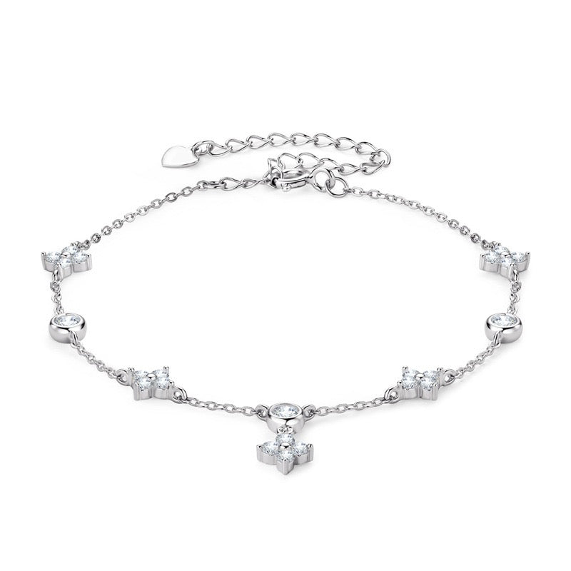 Lucky Clover Moissanite Bracelet, Sterling Silver