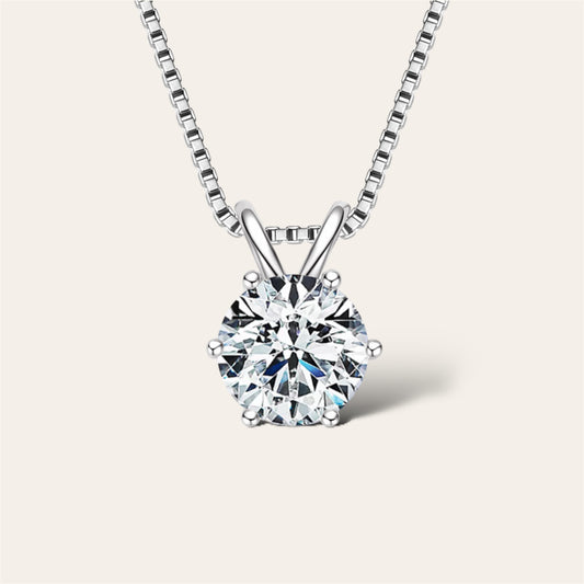 Six Claw Moissanite Sterling Silver Necklace, 0.5ct