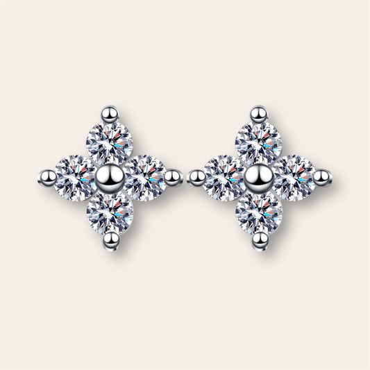 Sparkling Clover Moissanite Earrings