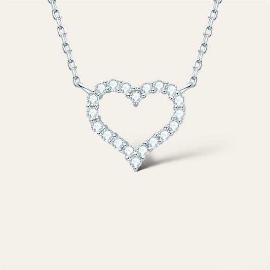 Sparkling Heart Moissanite Necklace, Sterling Silver