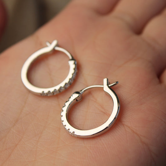 Round Moissanite Circle Hoop Earrings
