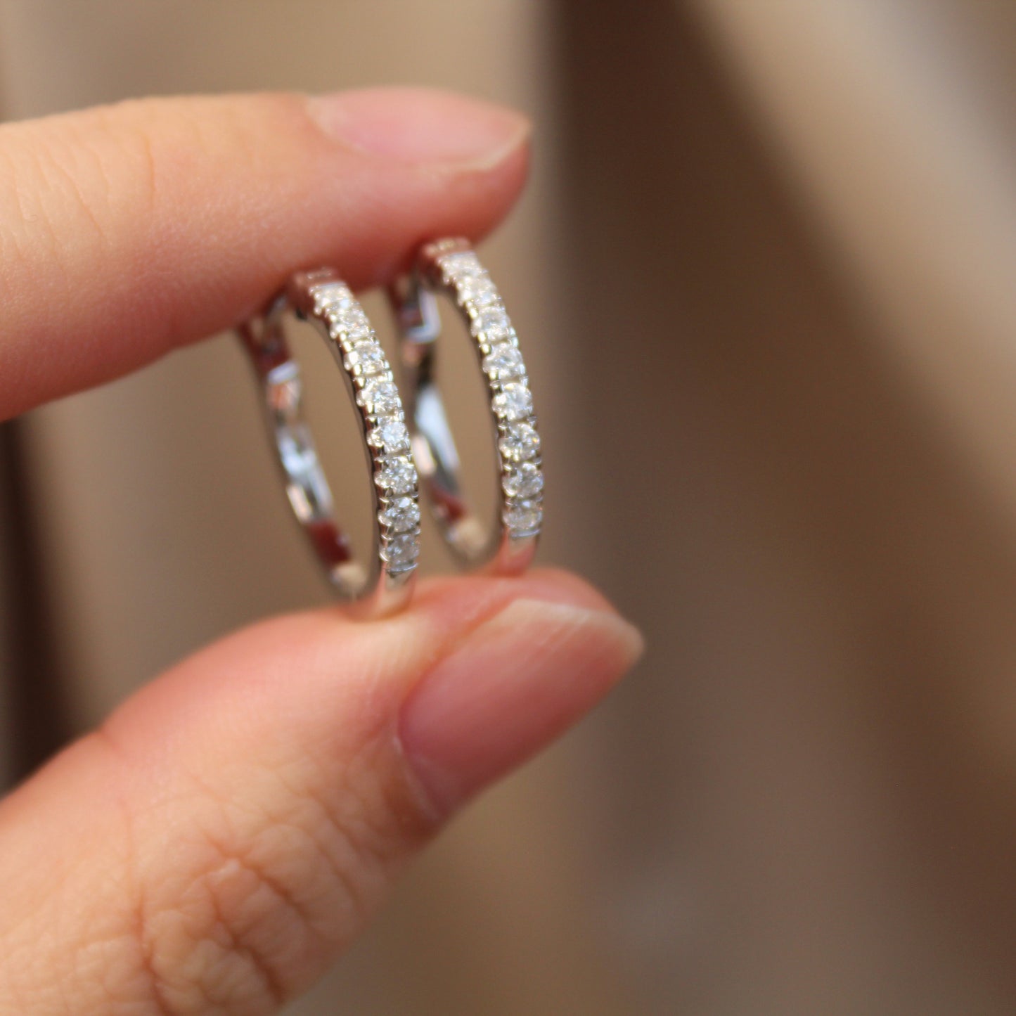 Round Moissanite Circle Hoop Earrings