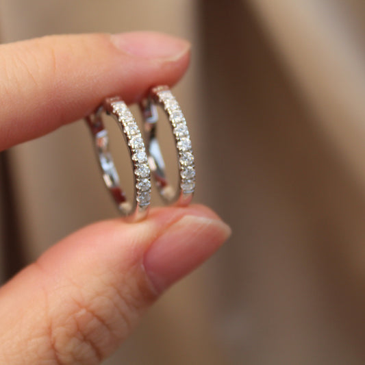 Round Moissanite Circle Hoop Earrings