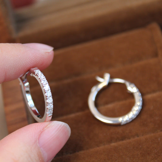 Round Moissanite Circle Hoop Earrings