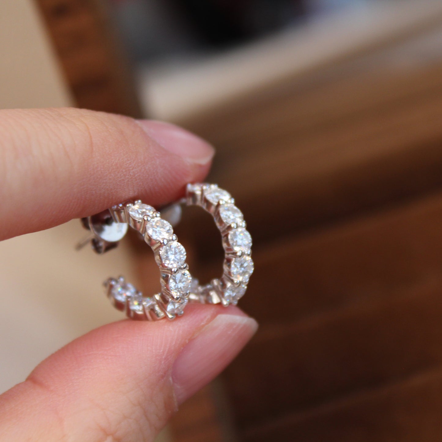 C-Shape Moissanite Hoop Earrings