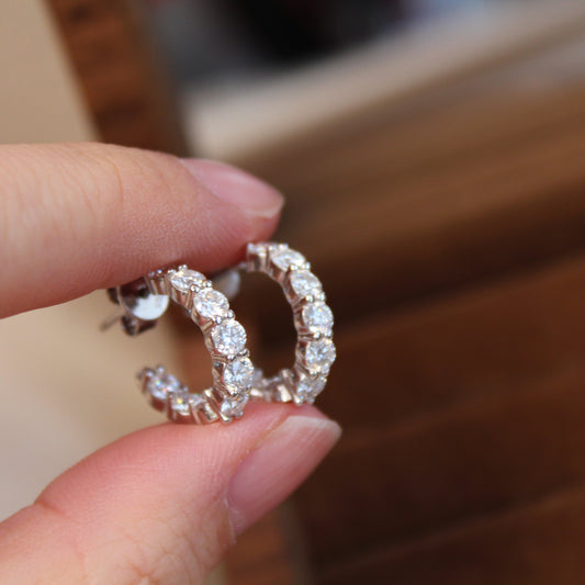 C-Shape Moissanite Hoop Earrings