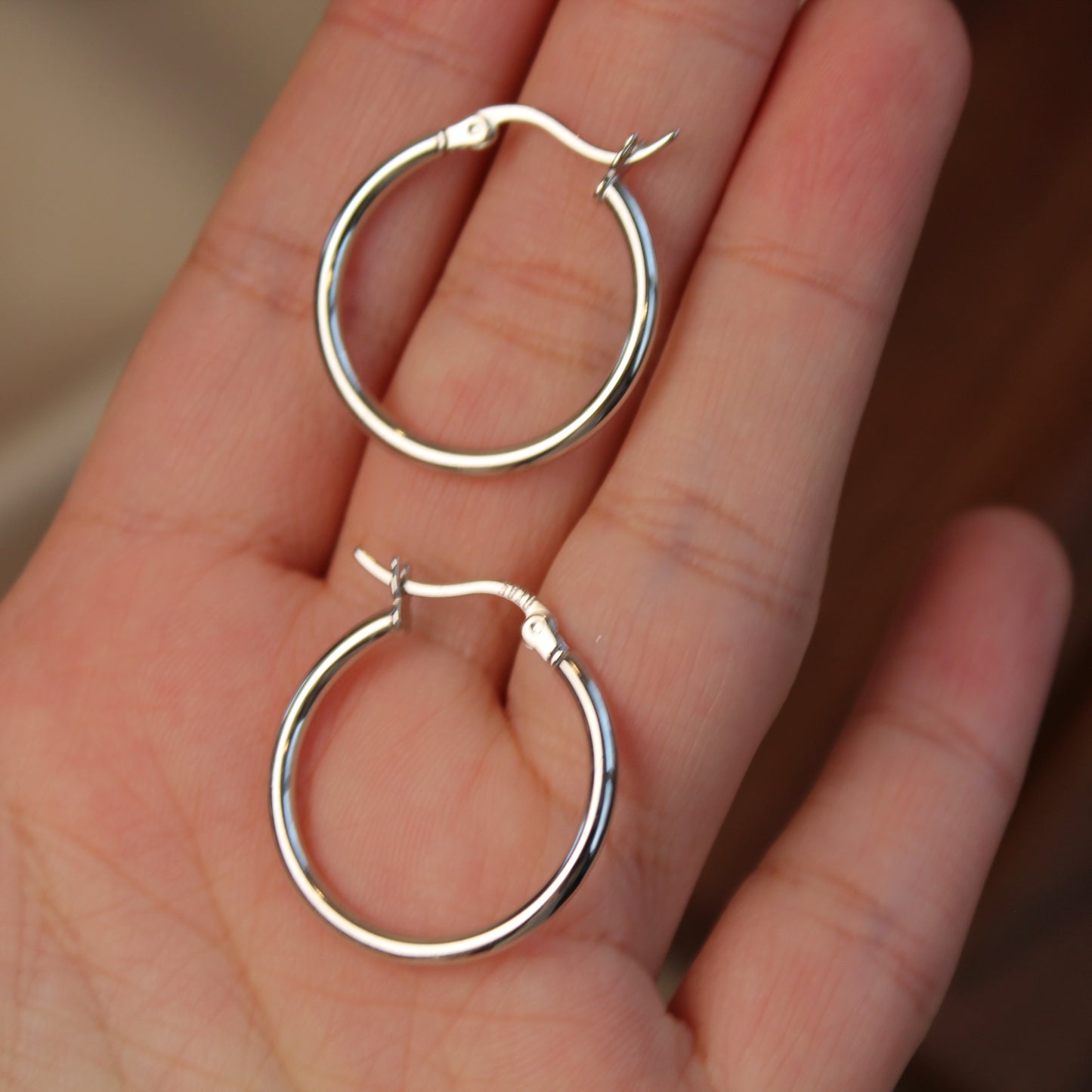 Minimalist Round Hoop Earrings, 23mm